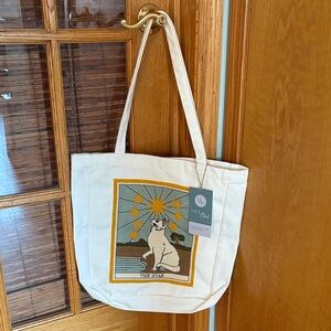 Canvas Cat Tote with Embroidery